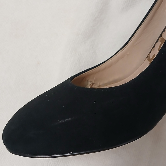Sam Edelman Stillson Black Suede Leather Pumps Sz 7 Block Heel Office Chic Glam - Picture 10 of 16